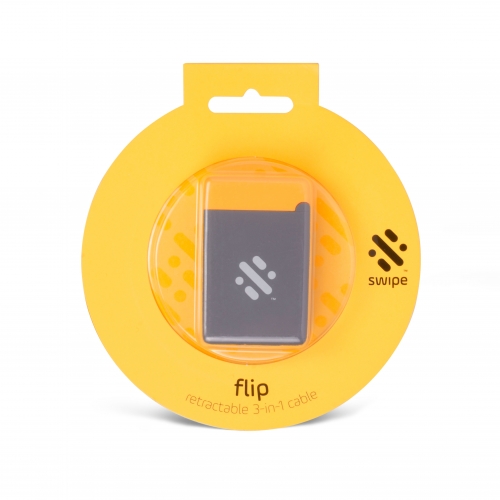 Flip - Rectractable 3 In 1 Charge Cable - Yellow
