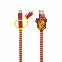 Hogwarts 3in1-Ladekabel Scarf-Cable Gryffindor (Lightning/Micro/USB-C)