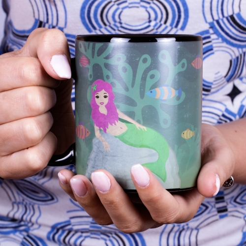 Mermaid Heat Change Mug Ceramic Colour Changing Heat Sensitive 300ml Thumbs up 