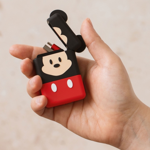Cute Mickey Mouse and Minnie USB Round Three-in-One Material Data ABS Cables Multi USB Charger CableRetractable Multiple Fasts Chargings Data line Protective Case 